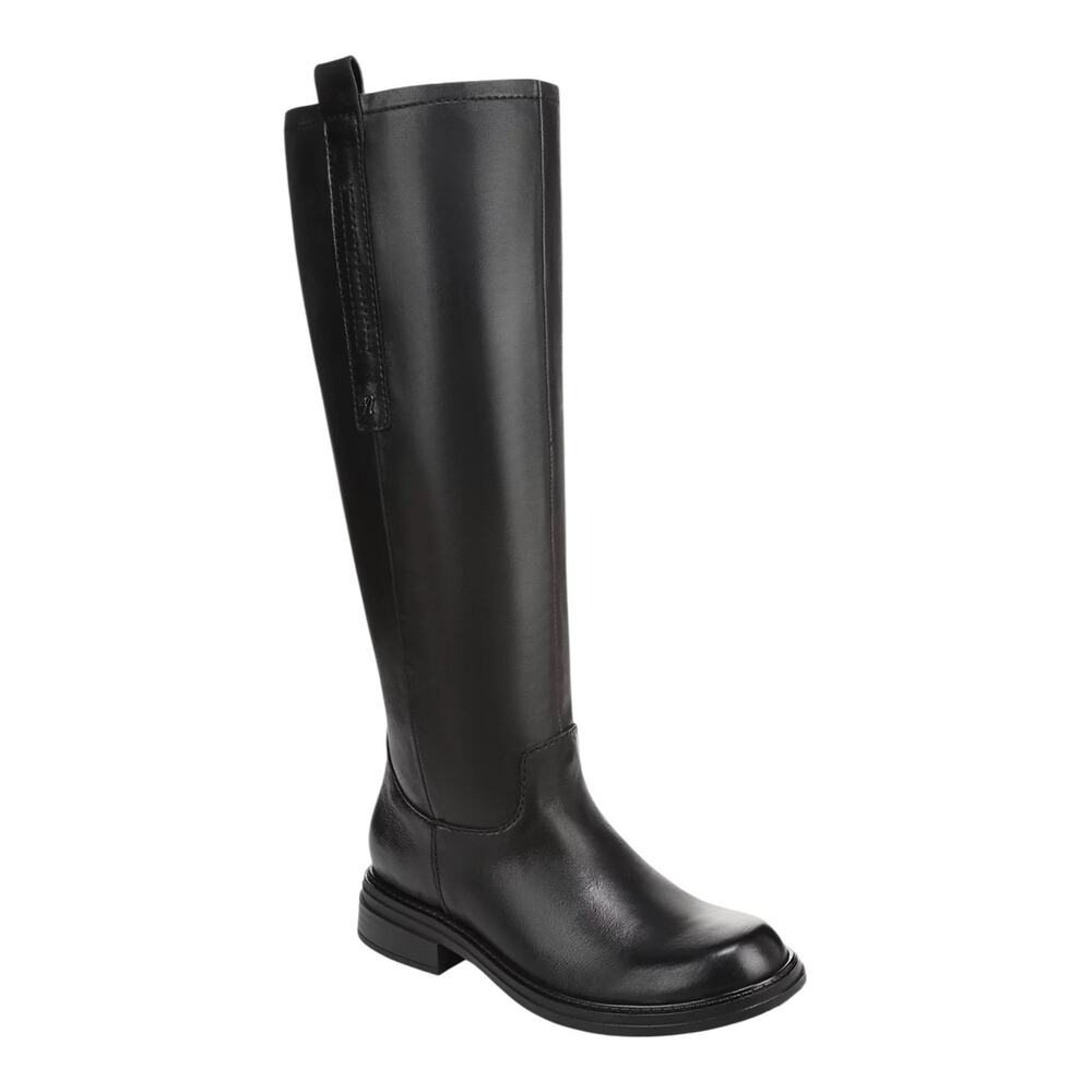 Naturalizer Womens Ontime Leather Extra Wide Calf Tall Boots Black Size 7 1/2 WW